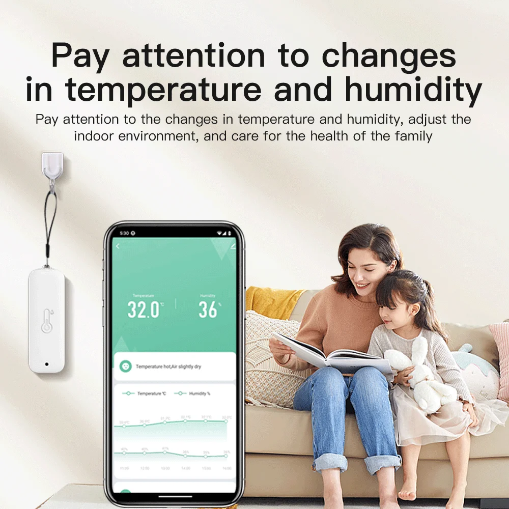 Tuya WiFi Sensor Kelembaban Suhu Remote Control Termometer Tahan Air melalui Aplikasi Kehidupan Cerdas Bekerja Dengan Google Assistant Alexa