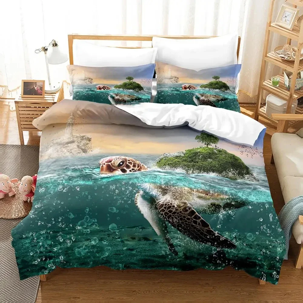 3D Print World Turtles Turtle Island Bedding Set Duvet Cover Bed Set Quilt Cover Pillowcase Comforter king Queen Size Boys Adult