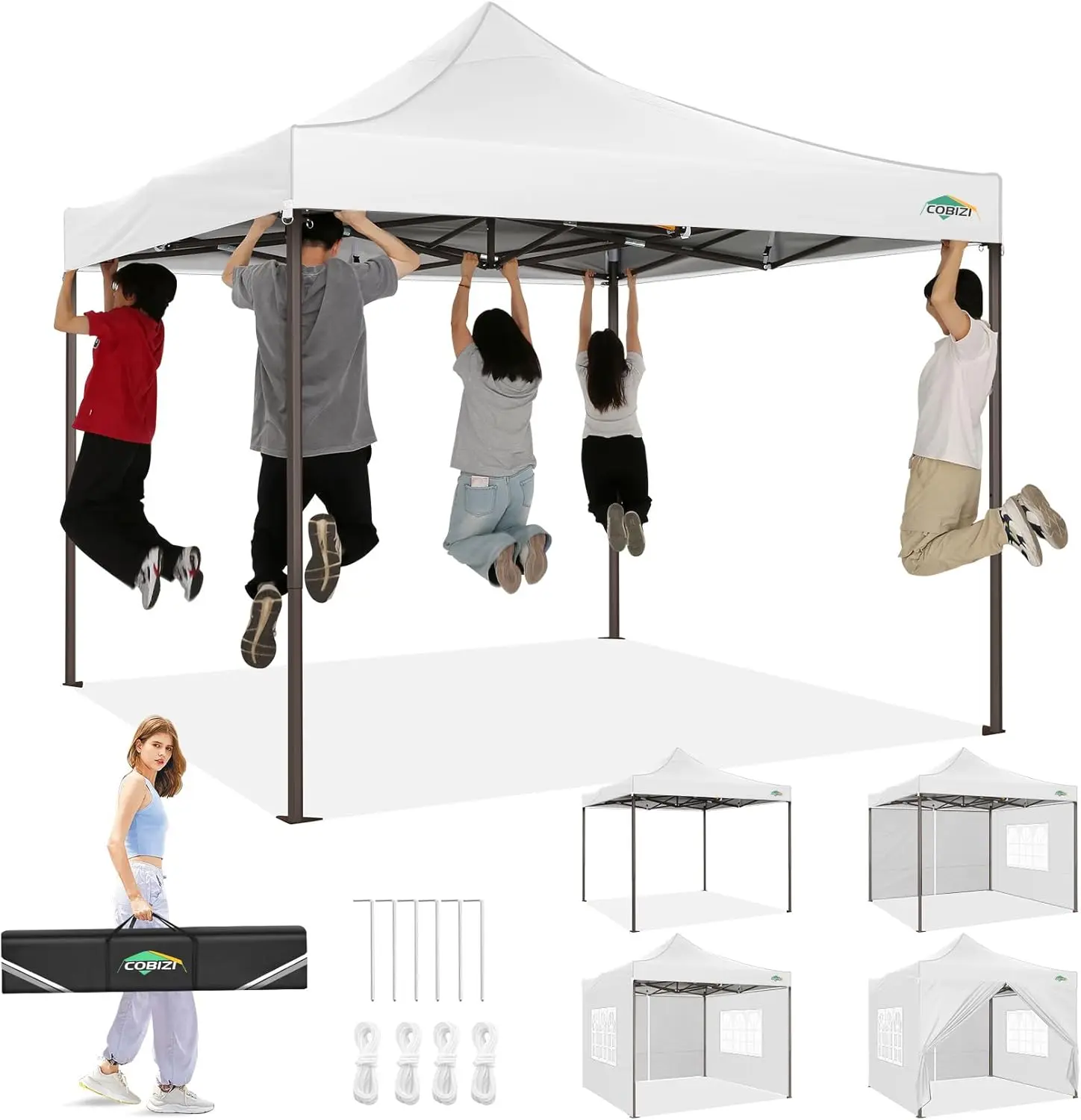 

10x10 Pop Up Heavy Duty Canopy with 4 Sidewalls and Hexagonal Legs, Easy up Tent for Events, Parties, Camping, Outdoor Canopy
