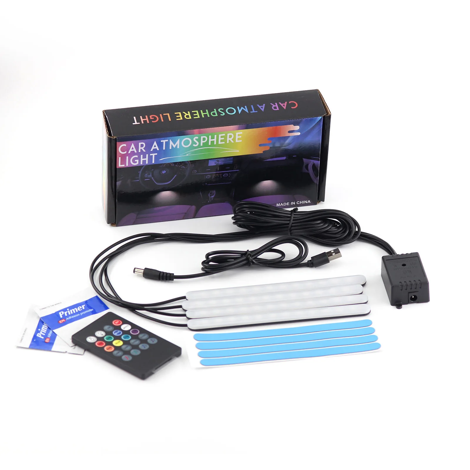 LED Strip Lights Current 0.2A LED Ambient Light 12 LEDs RGB Effect Silicone PVC Construction Peel-off Double-sided Tape