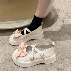 Lolita scarpe ragazza giapponese piattaforma tacchi alti neri moda punta tonda Mary Jane donne vernice ecopelle studente scarpe Cosplay