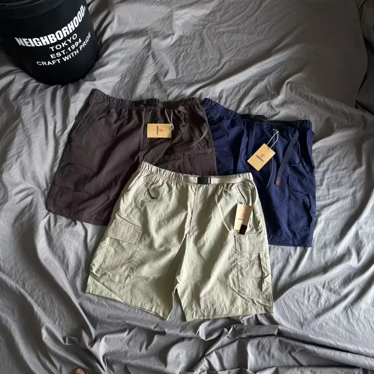 Water-Resistant Nylon Outdoor Shorts Five-Pocket Loose Fit Men's Summer Fashion Casual Utility Pants Male Female Unisex