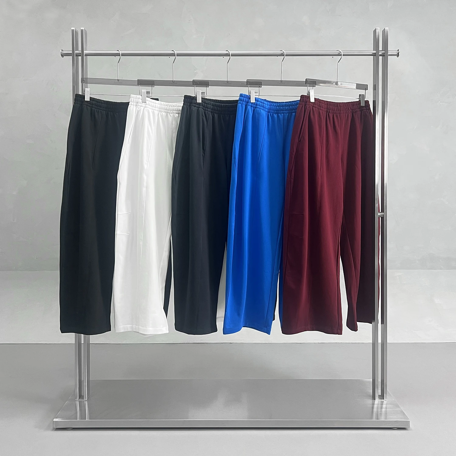 Droopy Wide-leg Barrel Sweatpants Baggy Unsiex Solid Color Athletic Joggers Oversized Drawstring Elastic Waist Lantern Trouser