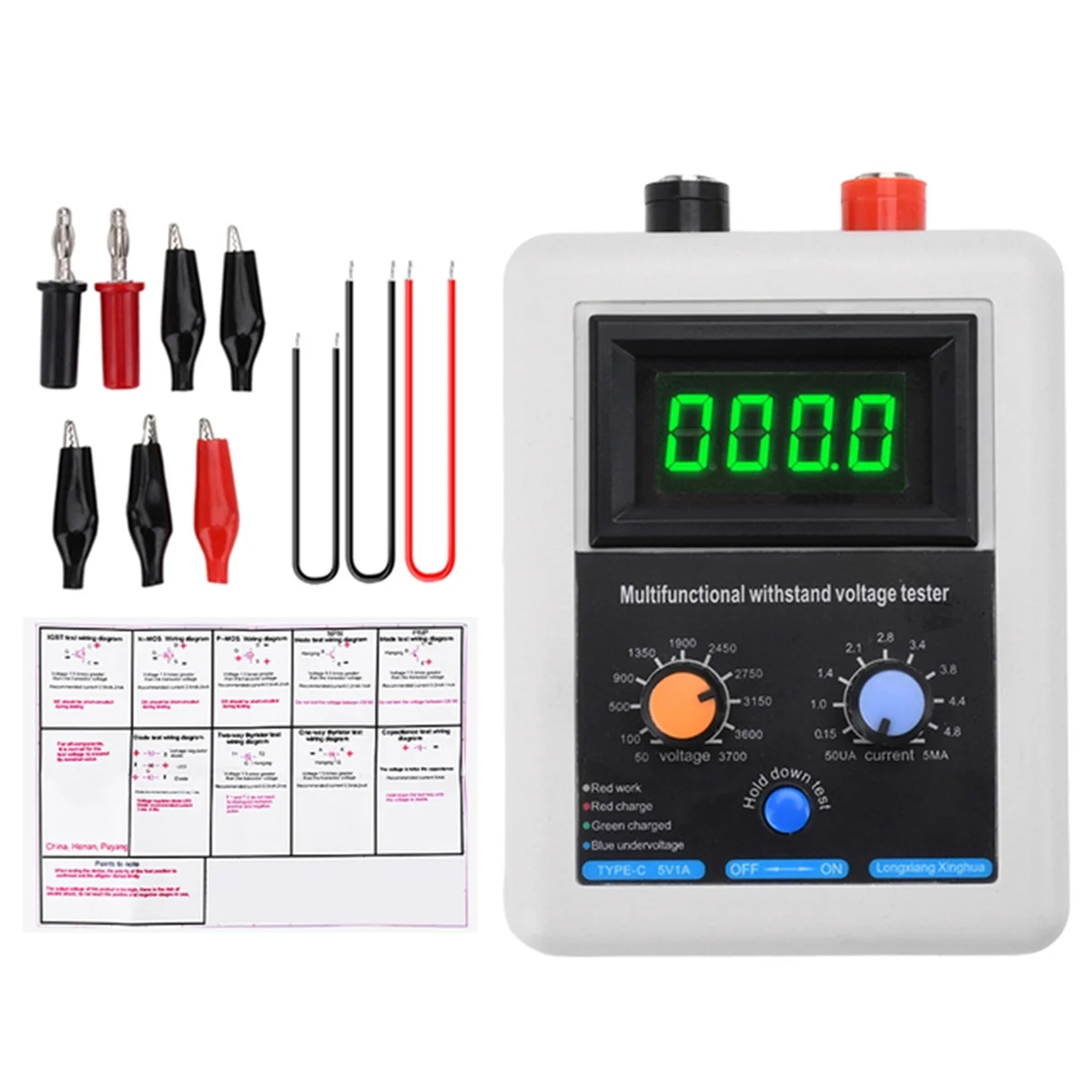 0V-3500V IGBT Voltage Capability Transistor Tester Diode MOS Triode LED Voltage Capability for MOV Tester Green