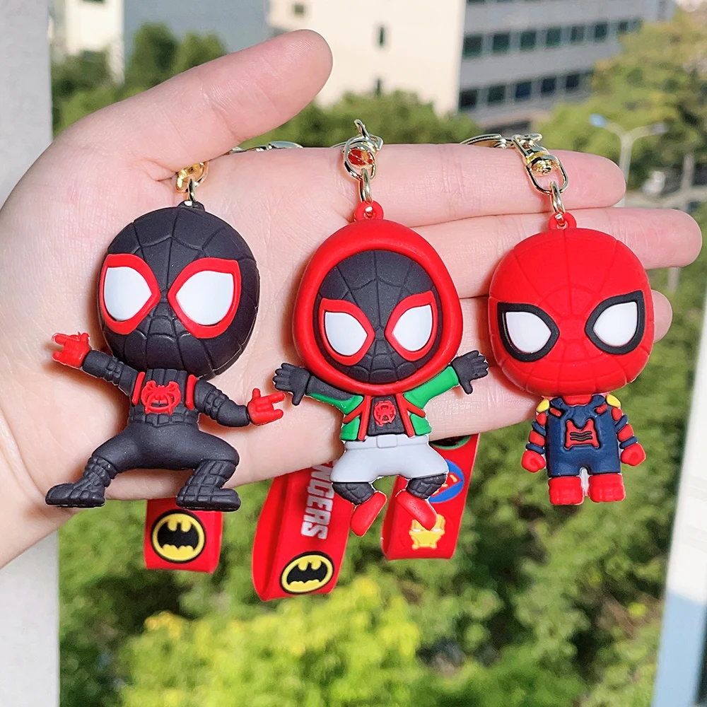 Marvel Spider Man Keychain Cute Doll Pendant Action Figures Avengers Iron Man Captain America Bag Keyring Pendant Birthday Gifts