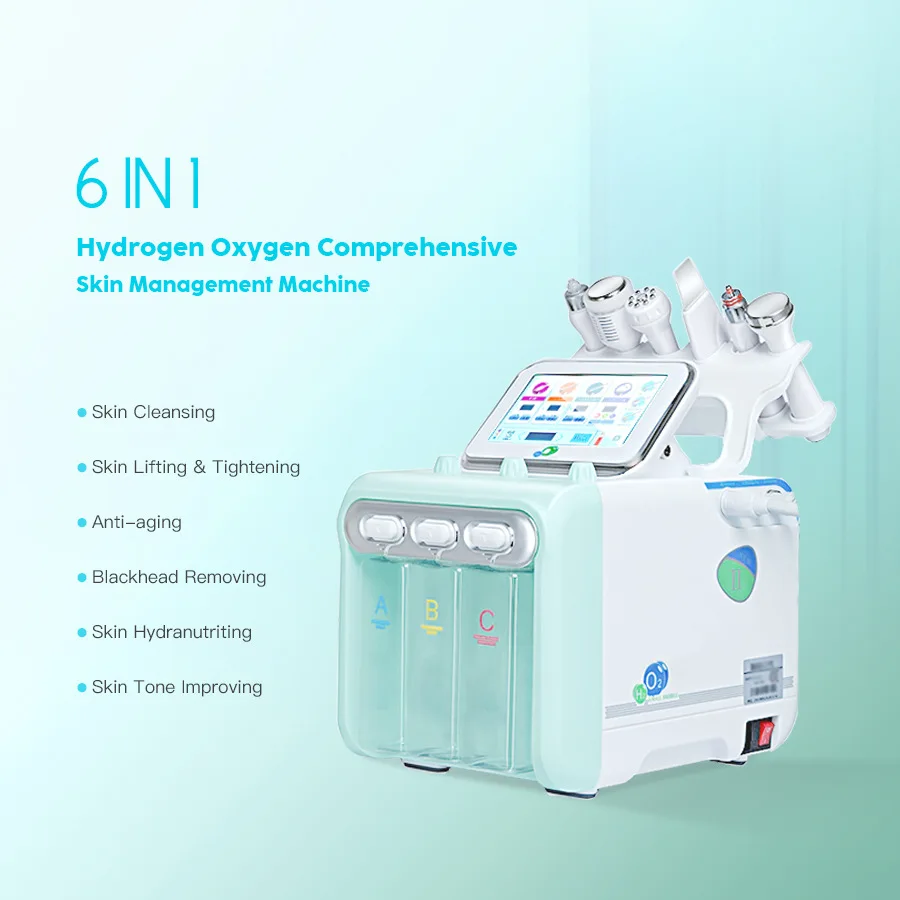 6 in 1 Hydrogen Oxygen  Bubble Beauty Machine Massager For Face Anti Wrinkle  Brush Deep Cleaner Pores Skin Care RF Lifting Spa