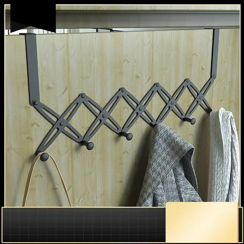 قابل للسحب الفولاذ المقاوم للصدأ فوق الباب شماعات توسيع منشفة معطف الرف معلقة خمسة السنانير 1 PCS-N37R #1