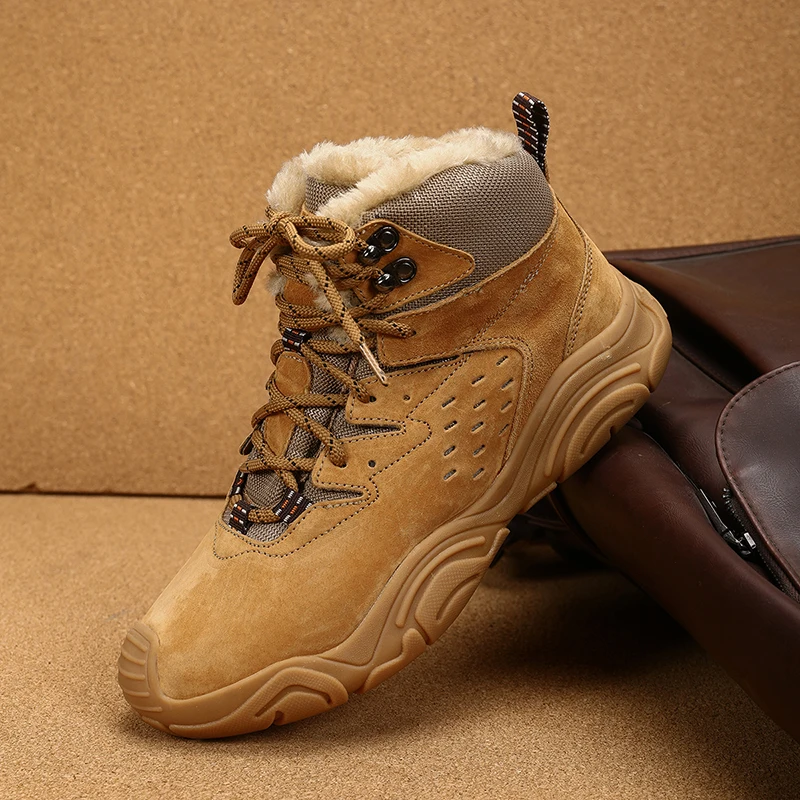 Men's Boots, Outdoor Hiking Boots,Camping and Trekking Ankle Boots,Winter Cotton-lined Warm Men's Shoes,Snow Boots, Casual Shoes