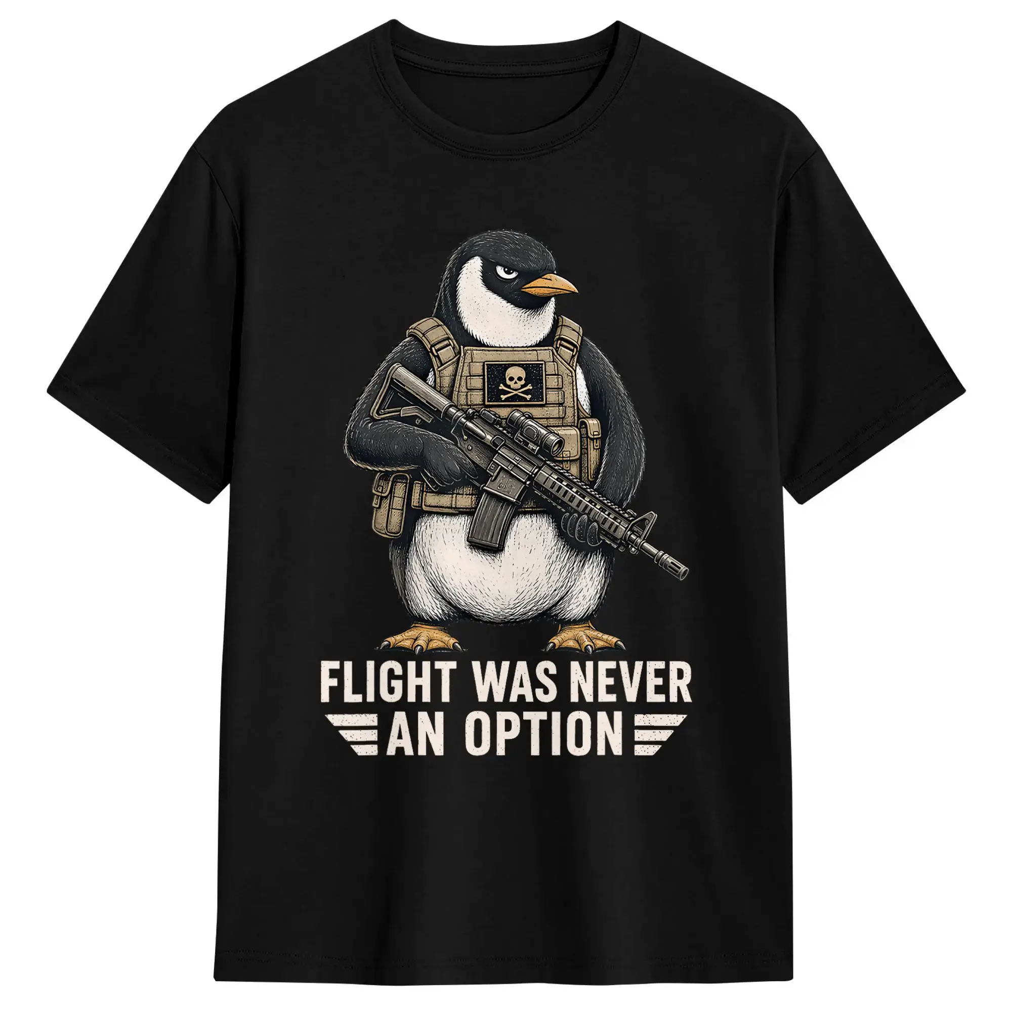 Men Women T-Shirt Flight was Never an Option Tactical Penguin Funny Bird Meme T-Shirts Harajuku  Summer Tees Pure Cotton Tops