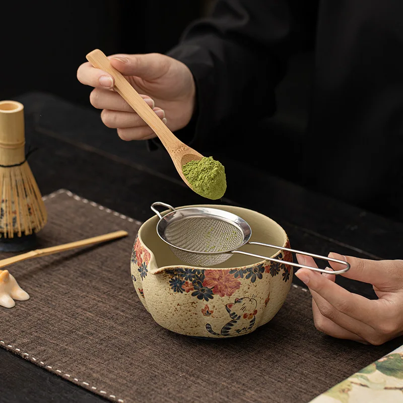 Blue And White Porcelain Matcha Tool Set Antique Style Complete Whisk Bowl Sifter Kit Household Japanese Tea Ceremony Supplies