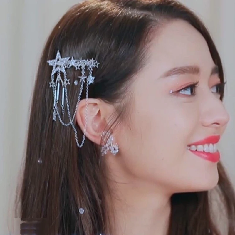 

New Bling Star Tassel Hair Clip Love-Star Charm No Slip Metal Hair Clip