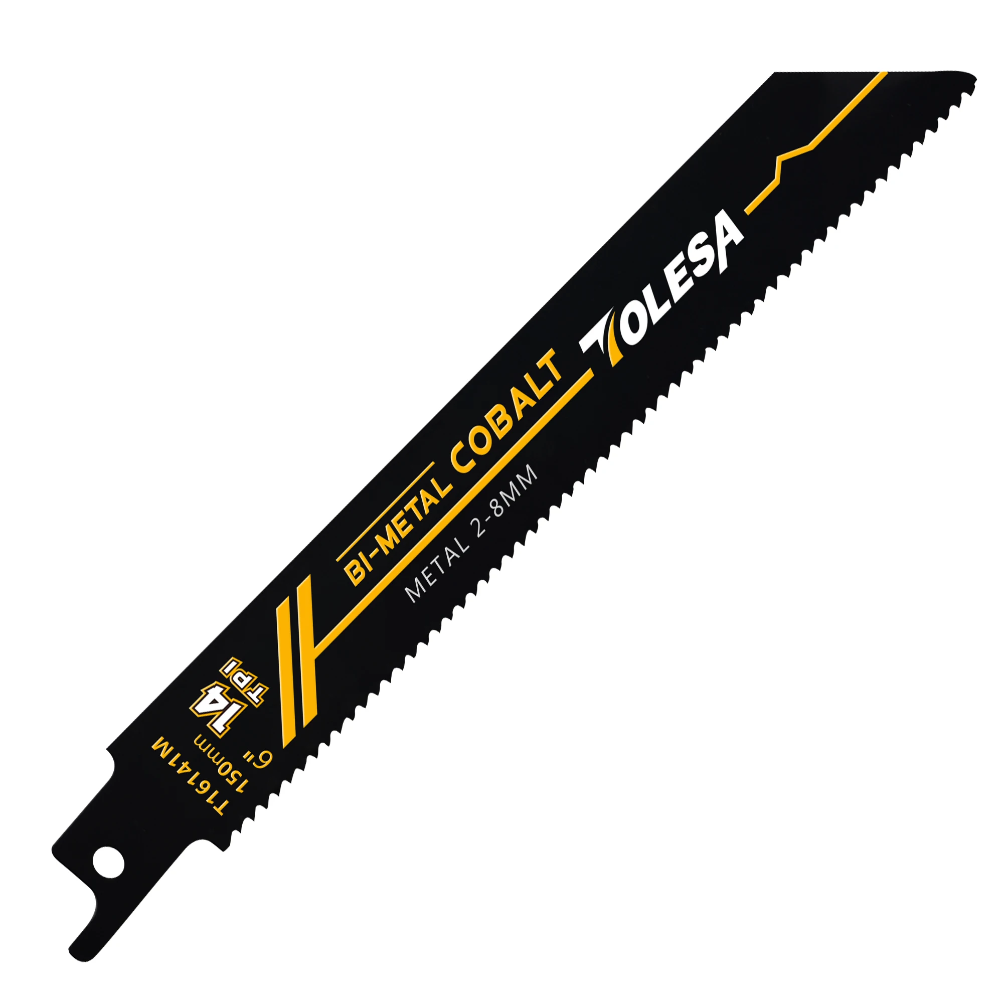 TOLESA 1PC 6" Reciprocating Saw Blade, for Heavy Metal Cutting, 14TPI, Bi-Metal with 8% Cobalt, Endurance for Sheet Metal, Rebar