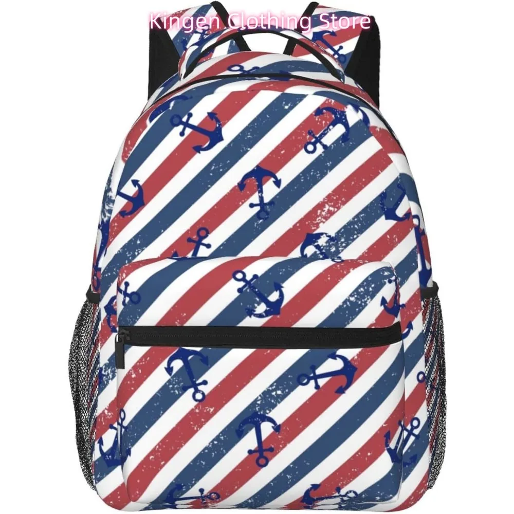 

laptop bag back to school Striped Rudder Anchor Lightweight Laptop Backpack Lightweight Multipurpose Travel Casual Daypack Unise