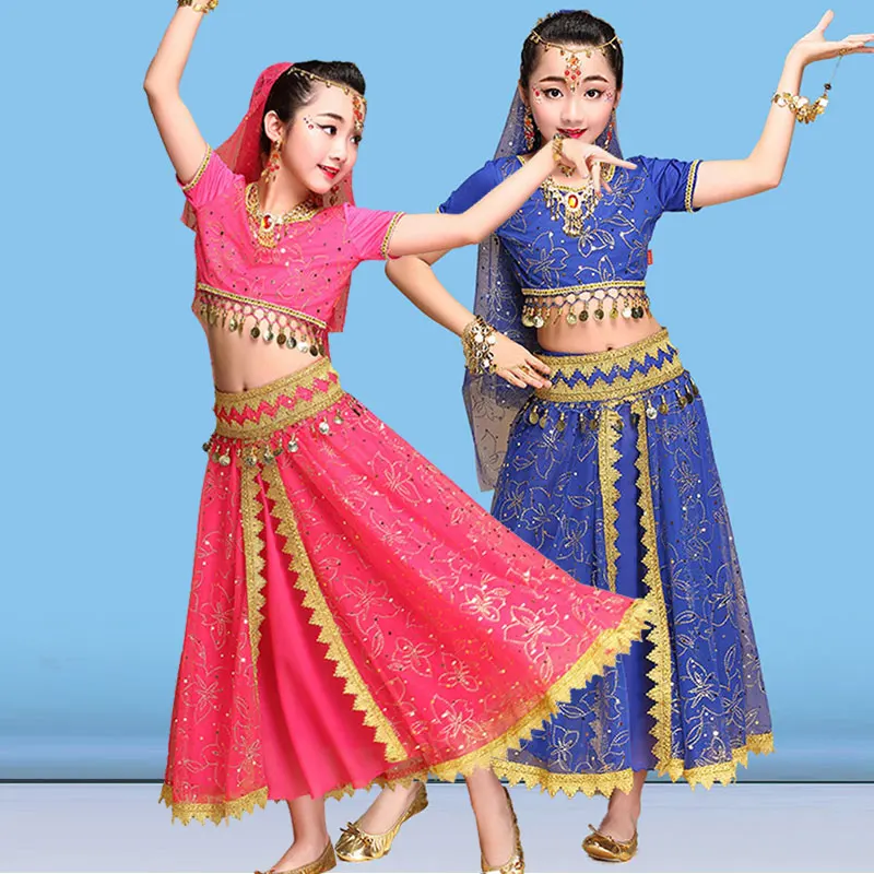 Costume arabo di Halloween per bambini Ragazza Principessa Festival Danza del ventre Cosplay Bollywood Noble Jasmine Carnevale Abito per spettacoli teatrali