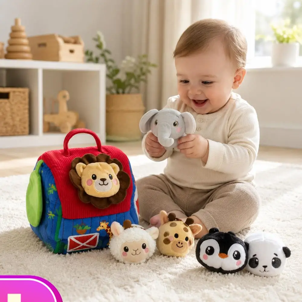 

Stuffed Animal Dollhouse Plush Toy Mercat Cartoon Animal Dolls Small House Figurine Surprise Barn Stuffed Farm Kid Birthday Gift