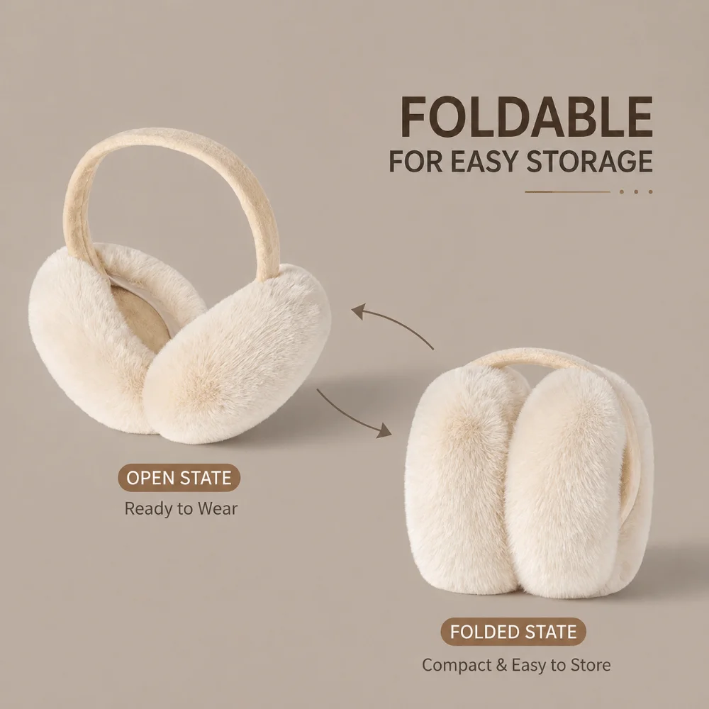 Fashion Warm Winter Earmuffs Folding Soft Earmuffs Cold Protection Faux Fur Ear Warmer Outdoor
