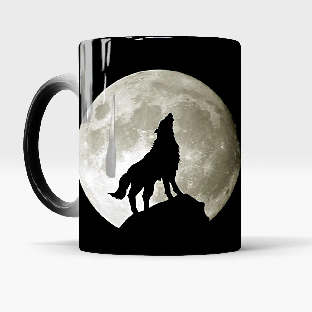 Store New Moon Wolf Full Moon Demon Wolf Color-changing Mug, Coffee Ceramic Thermal Gift Cup