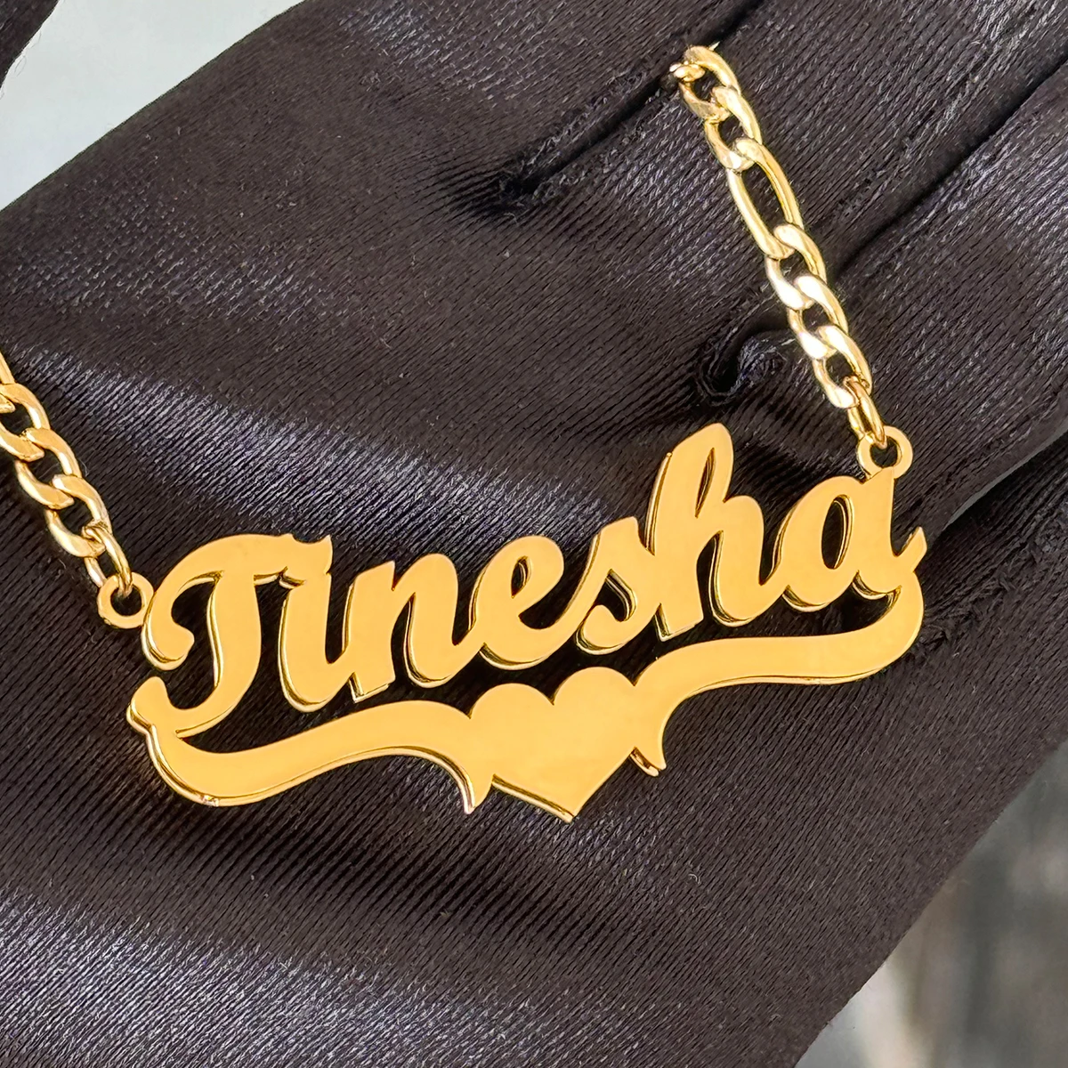 

Personalized Custom Name Necklace Smooth Double Layer Nameplate Gold Plated Heart Women's Necklaces Anniversary Gift Jewelry