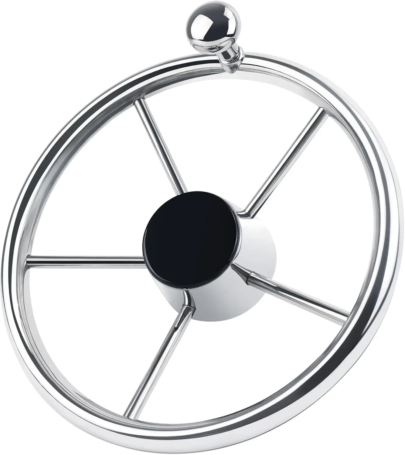 Boat Accessories Stainless Steel Steering Wheel With knob Stainless Steel 5 Spoke 25 Degree 11'' For Marine Yacht