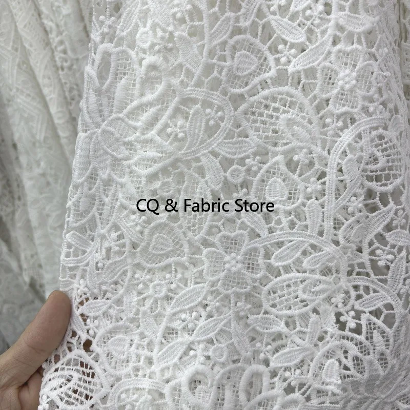 Water Soluble Milk Silk Lace Heart-shaped Hollow Embroidery Clothing Embroidered Lace Fabric Designer Fabric