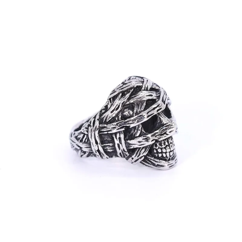 Nordic Viking Gothic 316l Stainless Steel Mummy Ring Punk Steampunk Motorcyclist Bandage Skull Biker Jewelry Gifts