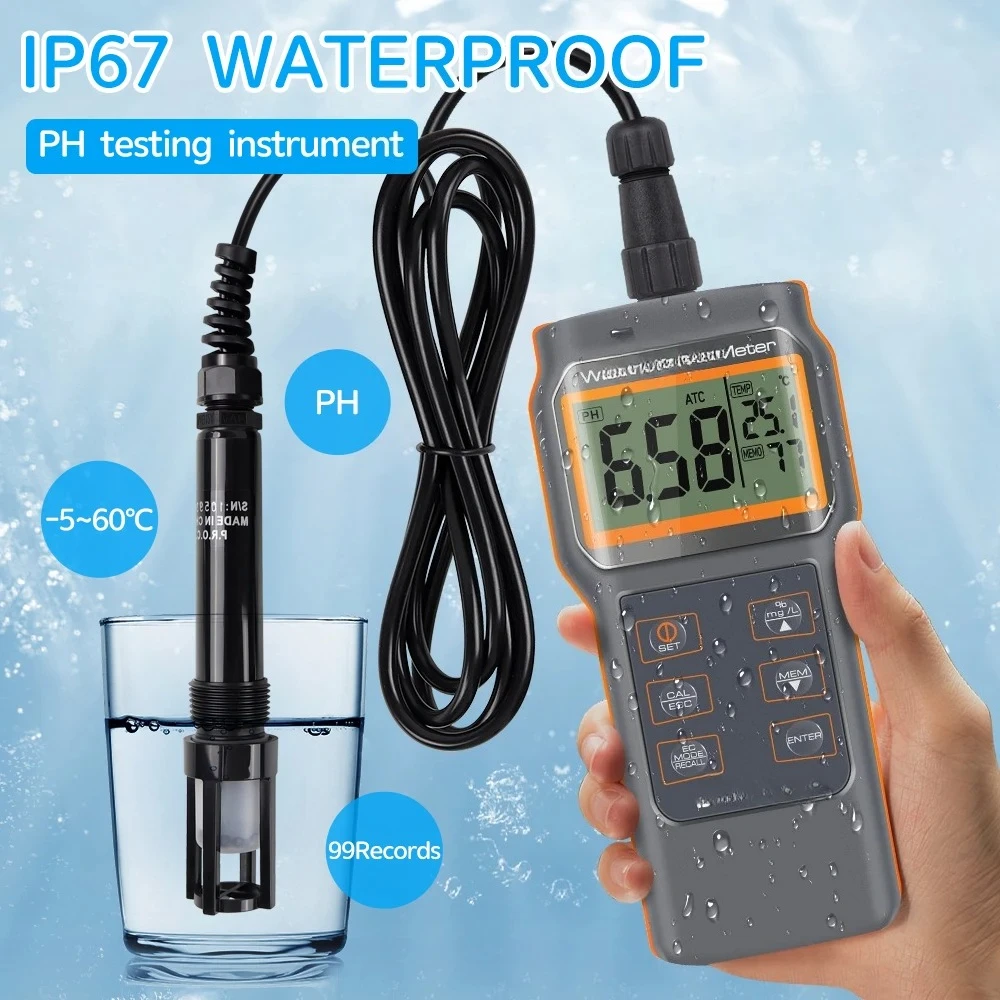 

AZ86021 Portable Water Quality Tester High Precision Aquaculture Multi-function Portable PH Meter