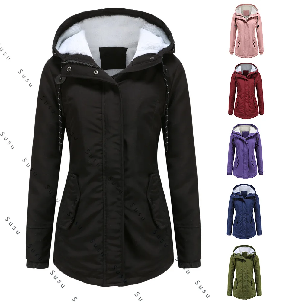 

2025 new parka autumn cotton-padded clothes women and winter lamb wool cotton-padded coat women's European size thickened