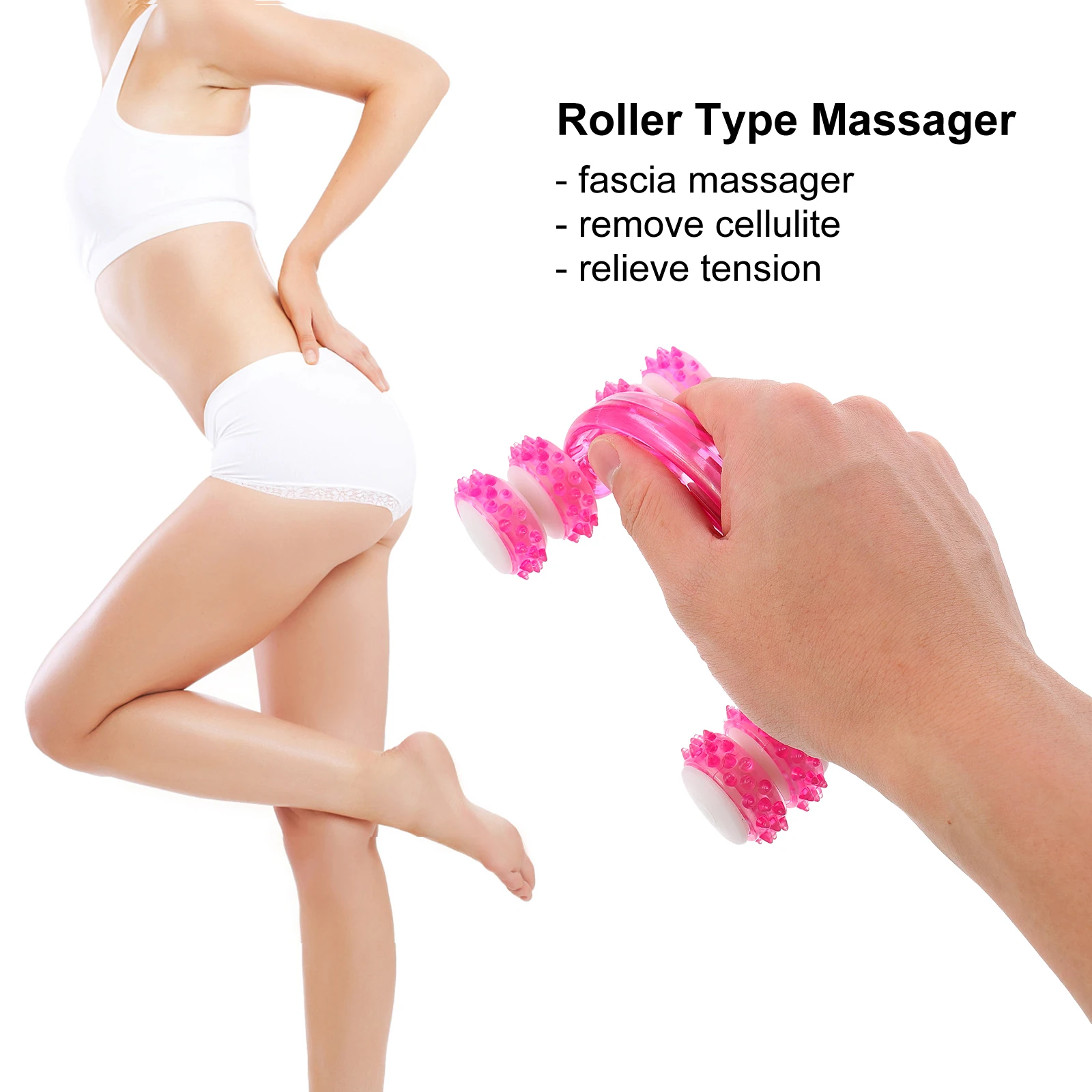 Massageador Manual Tipo Rolinho 2 Peças Plástico Durável Mini Massageador para Relaxamento Muscular Alívio da Dor e Circulação Sanguínea