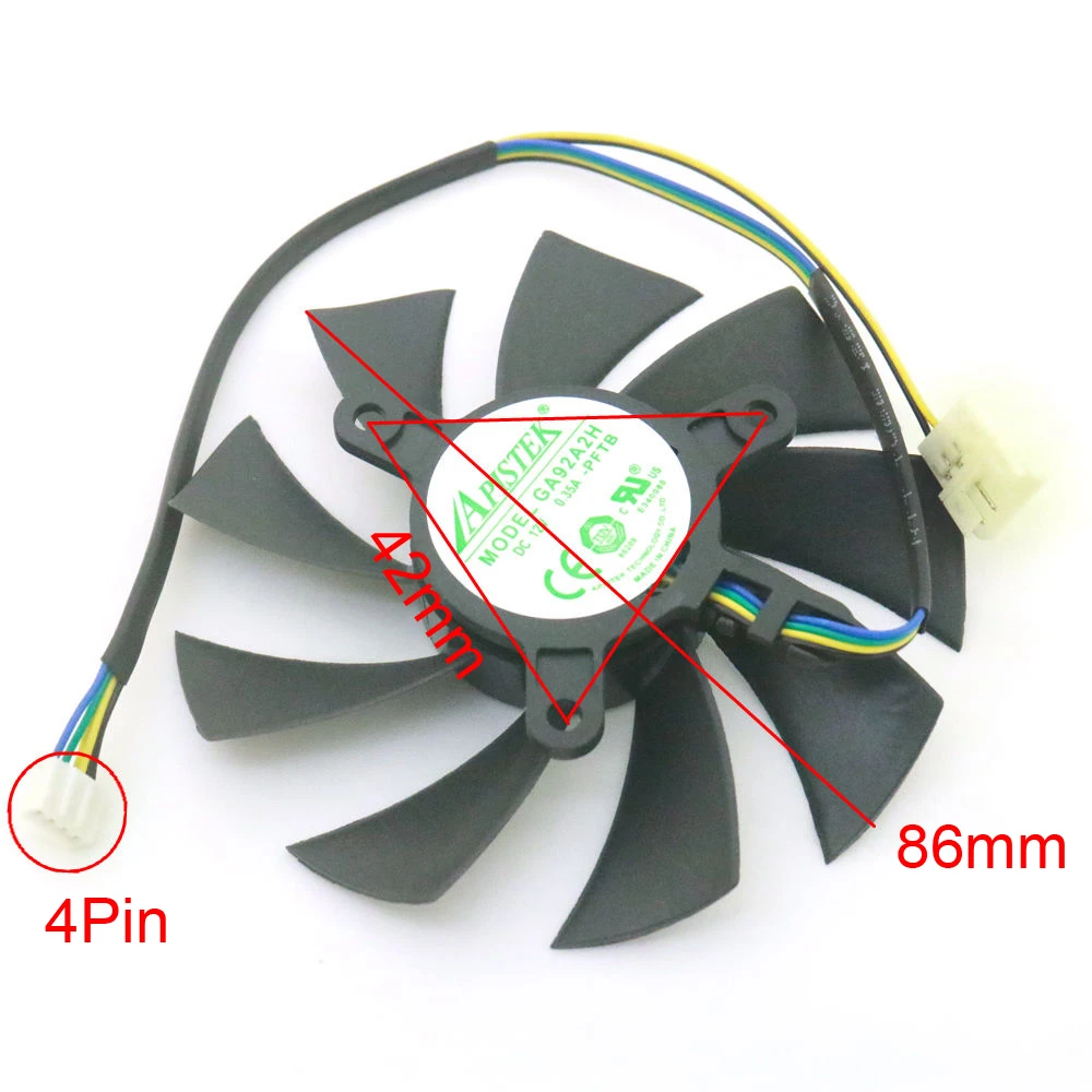 GA92S2H -PFTB 12V 0.35A 86mm 4Pin For HP RTX3060 OEM Graphics Card Cooling Fan