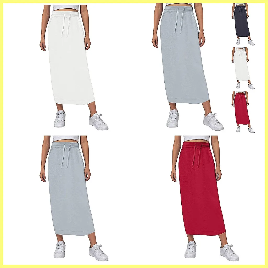 

Женская летняя юбка миди с карманами, эластичным поясом на шнурке, удобная хлопковая плиссированная юбка