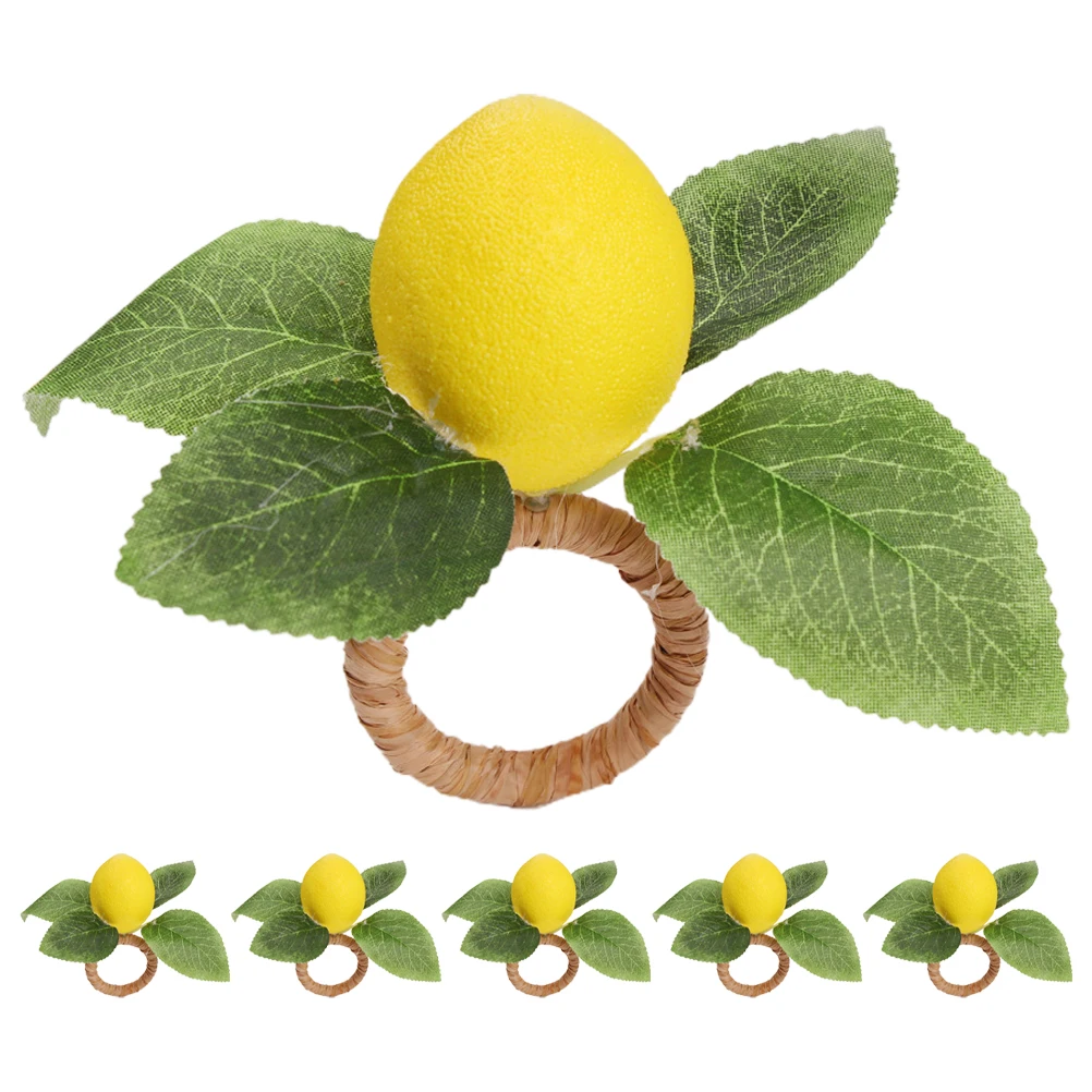 

6pcs Lemon Napkin Rings Elegant Table Decor Easy Clean Family Gathering Hotel Banquet Cloth Napkins Stylish Serviette