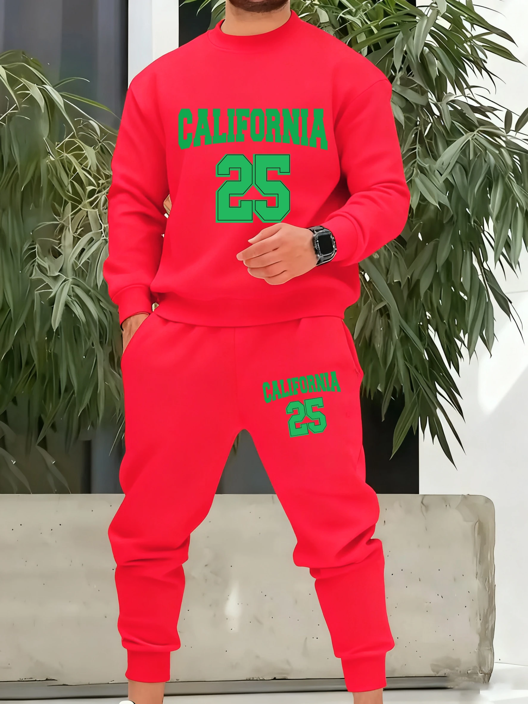 

On The 25Th In California Printed Sport Suits Male Fashion Clothing All-Match Simple Pants Unisex Loose Casual Sweatshirt