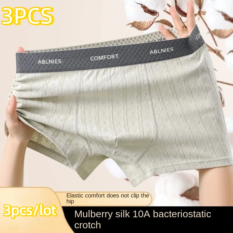3Pcs Set Asian Size Luxury Fashion Men's Cotton Boxer Briefs Men's Panties Soft Breathable Comfortable Underpants Male Panties