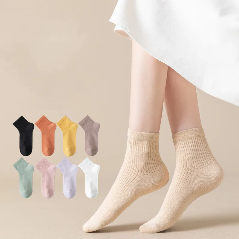 Spring Summer Thin Skin-friendly Short Socks High Quality Cotton Breathable Anti-odor Women Students Socks Sports Casual Socks