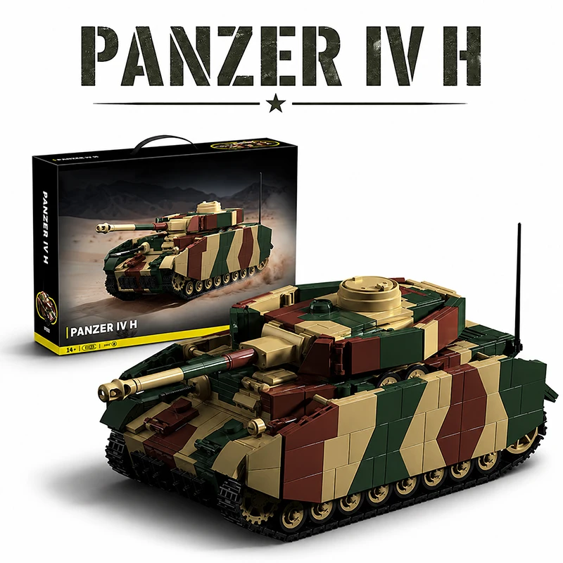 1:28 Schwerer Panzer Bausatz Gepanzertes Fahrzeug MOC Bausteine Set mit Soldatenfiguren Kreatives Spielzeug Bausteine Weihnachtsgeschenke 1600+ Teile