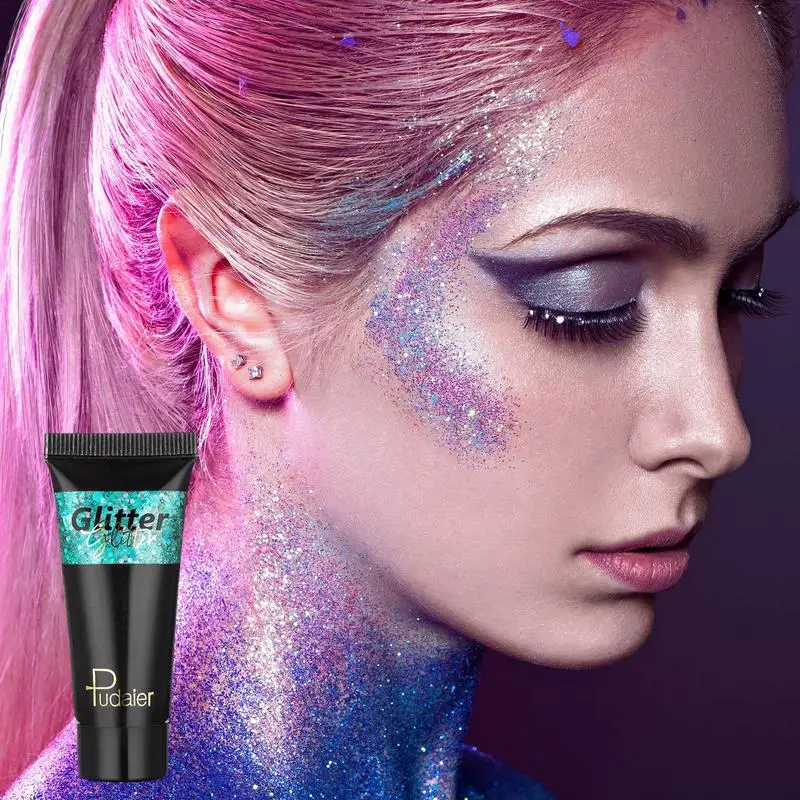 Glitter Pailletten Gel Crème Voor Gezicht Lichaam Lip Oog Nagel Diy Shinning Schaduw Shimmer Gel Kleurrijke Pailletten Podium Blijvende Make-Up