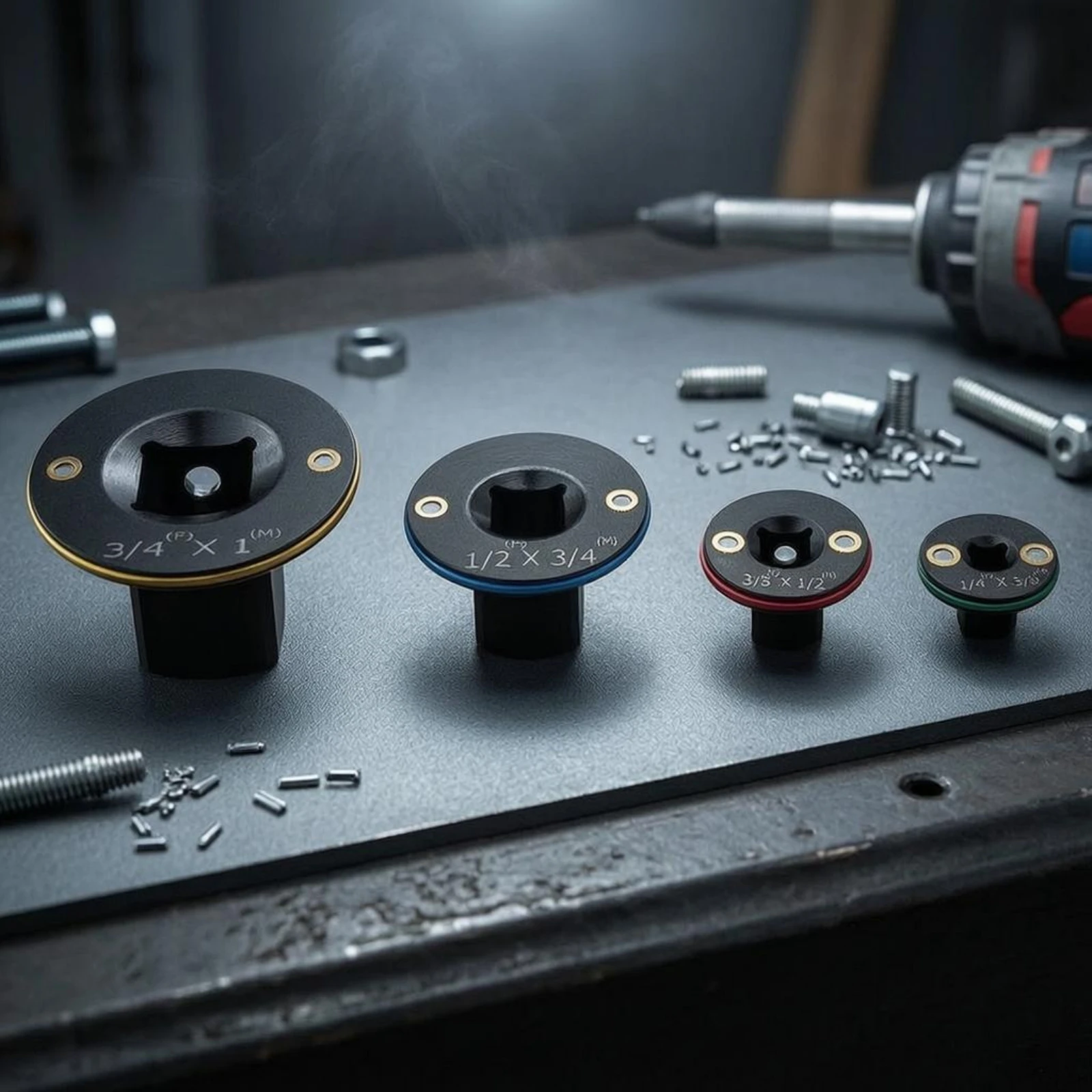 4 Pieces Impact Socket Adapter Set Thin Profile Impact Adapter Reducer Set Socket Converter Black Body