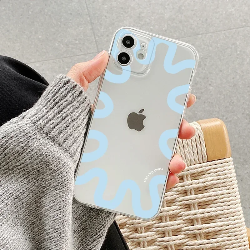 INS كوريا ستار نمط بسيط جراب هاتف آيفون 11 12 13 14 15 16 برو XS ماكس Mini X XR 8 Plus SE لينة غطاء خلفي من البولي يوريثان