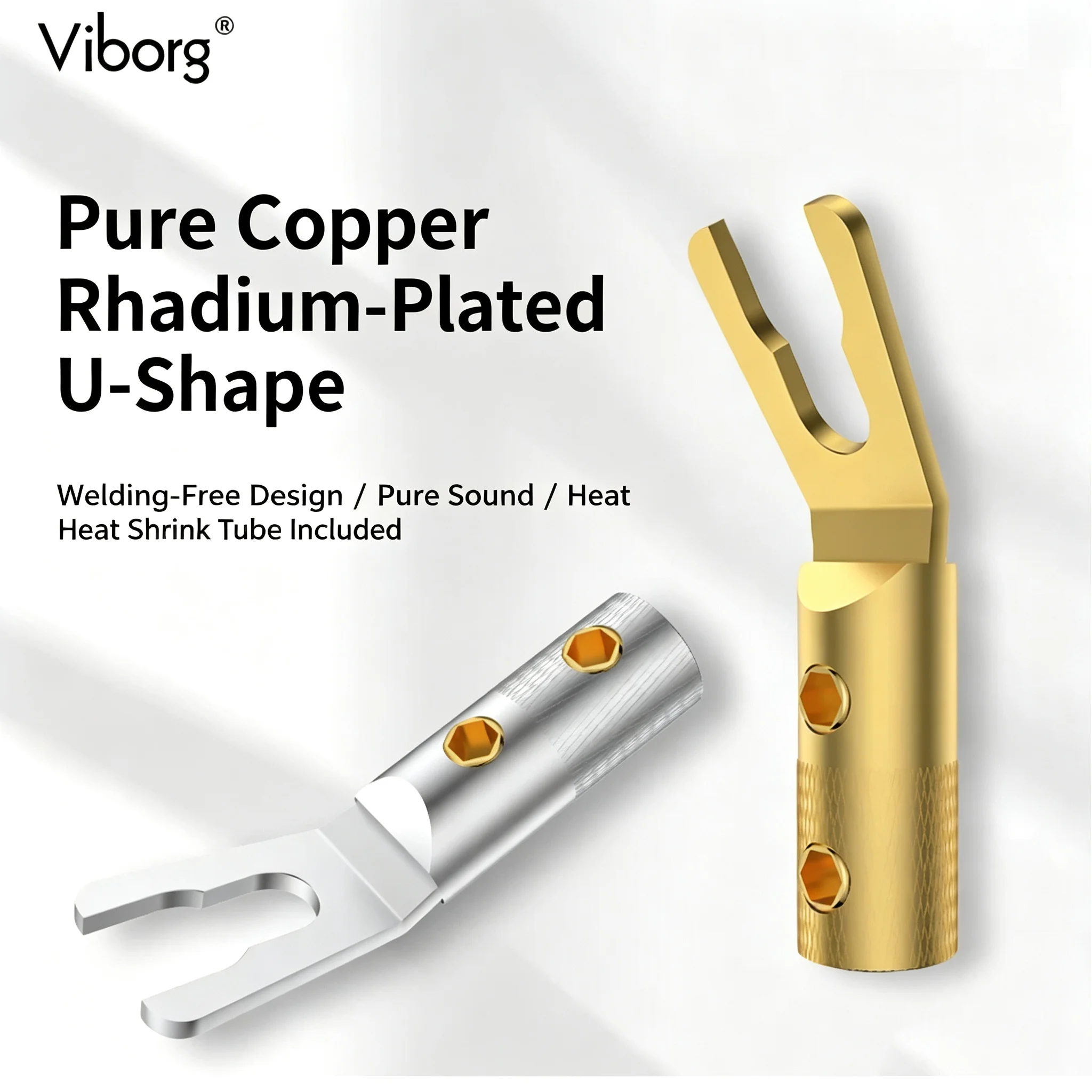 Image of Viborg VS702R Reines Rot Kupfer Rhodiniert Spaten Gabel Stecker HIFI Lautsprecher Kabel Spaten Stecker Top