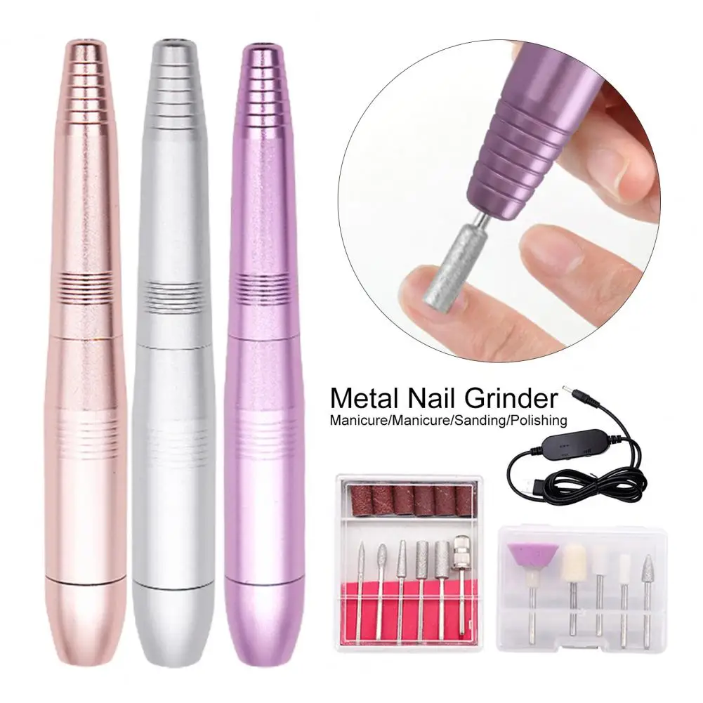 Máquina elétrica portátil da broca do prego, Compact Nail Grinder, Velocidade ajustável, Uso útil do salão, 1 conjunto