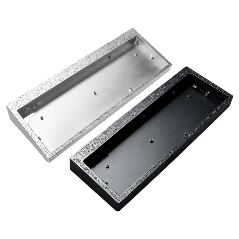Kompaktes Tastaturgehäuse mit Metallgehäuse, erhöhtem Randdetail und Montagepfosten für die mechanische Tastatur EV63 GH60 M76A – Detail 1