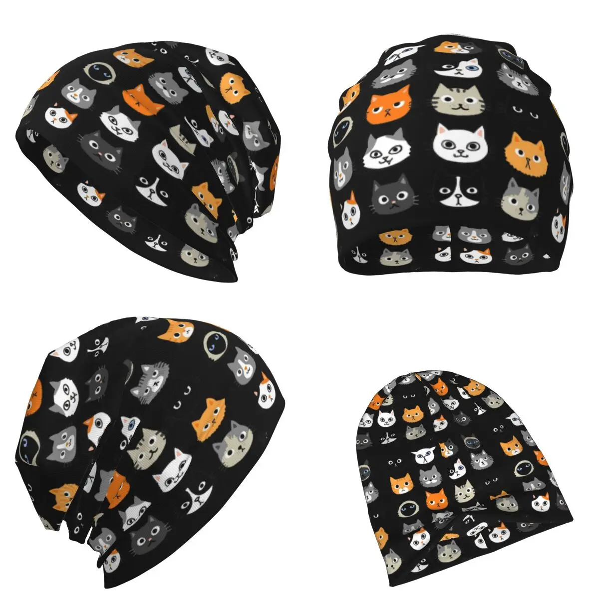 متنوعة وجوه القط لطيف ملتوي كيتي القط رسومات دافئة محبوك قبعة موضة بونيه قبعة الخريف قبعة حريمي للجنسين الكبار