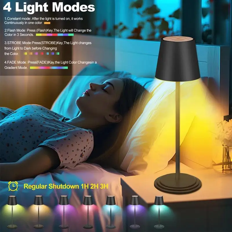 Rechargeable Table Lamp 2000mAh Cordless Desk Lamp Night Lights Rechargeable Bedside Table Lamp Bedroom Lamp Tall Touch Light