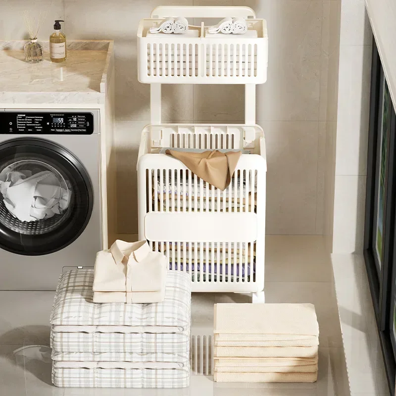 Household Goods Folding Dirty Clothes Basket, Home Floor Multifunctional Large Capacity Bathroom Laundry Basket, Storage Rack
