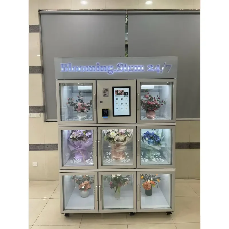 for 24 Hour Flower Vending Machine Unattended Smart Scan Code Self Service Cabinet for Mall and Office Building