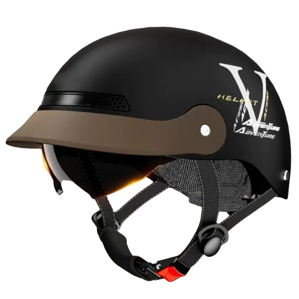 

Half-face Helmet Motorcycle Helmet 3C Certification HD Tea-colored Lens Cycling Safety Helmet Strong Breathable