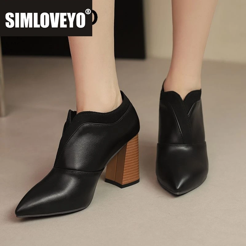 

SIMLOVEYO Дизайнерские женские туфли-лодочки с острым носком на массивном высоком каблуке 8 см без шнуровки большого размера 48 49 50 Мягкая повседневная женская обувь весна