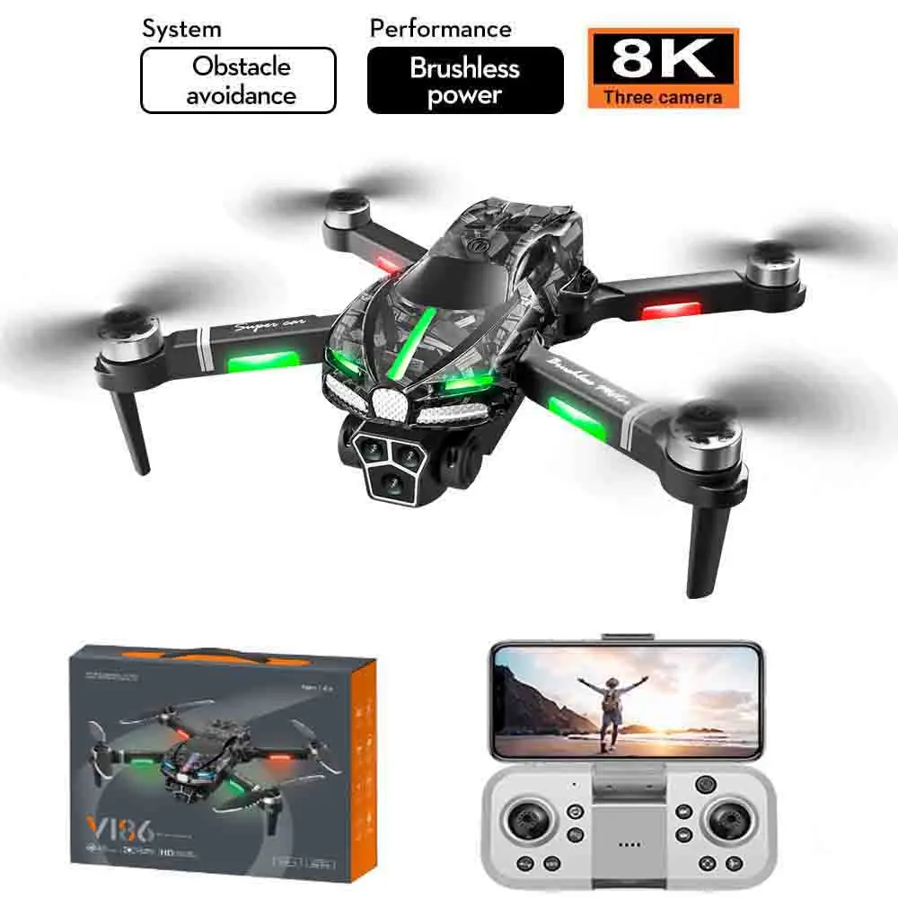 

V186 FPV Dron with 4k Camera Mini Drones 8K Professional Quadcopter Obstacle Avoidance Aerial Photography Foldable RC Helicopter