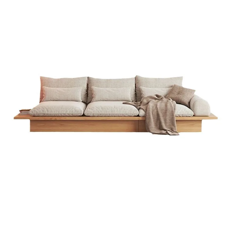 

Sofa solid wood frame living room small apartment fabric sofa