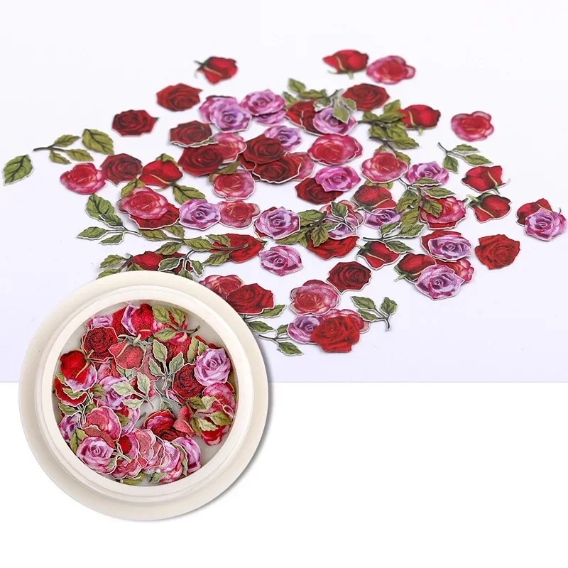 50 pz/scatola fiore per unghie ultra-sottile pasta di legno Patch fai da te colore misto piccola margherita rosa decorazione per unghie accessori per unghie